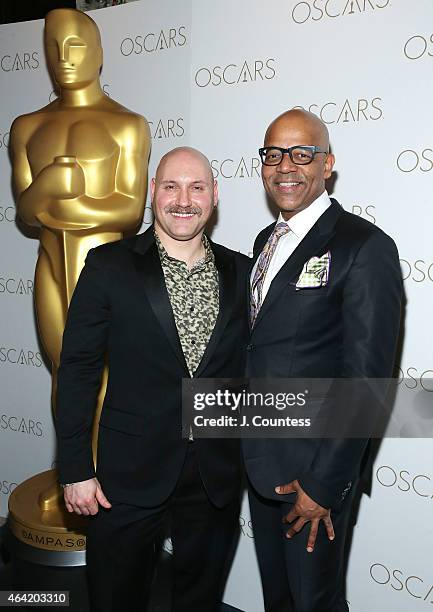 Carmelo Pirrone and Patrick Harrison attend the Academy Of Motion Picture Arts And Sciences 87th Oscars Viewing Party And Dinner at Daniel on...