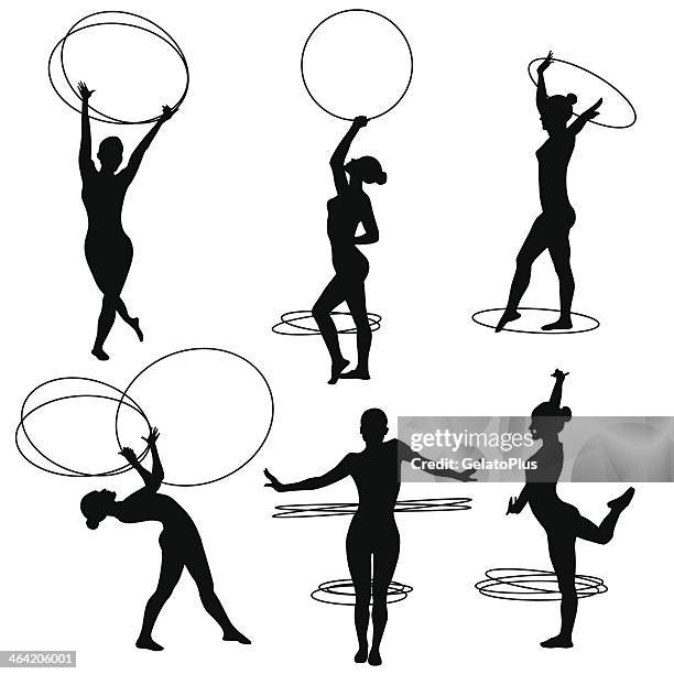 ilustraciones, imágenes clip art, dibujos animados e iconos de stock de gimnasia rítmica hoop - danza del aro