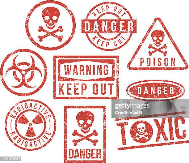 danger, caution, warning - rubber stamps - biohazard symbol stock illustrations
