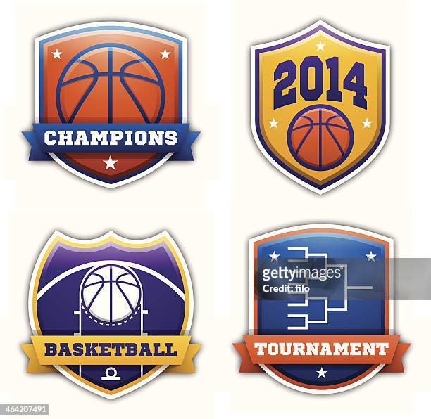 basketball badges - basketball bracket stock illustrations