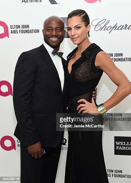 Actor Taye Diggs and model Amanza Smith Brown attend the 23rd Annual Elton John AIDS Foundation Academy Awards Viewing Party on February 22, 2015 in...