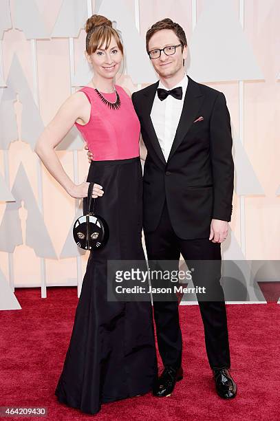 Liz Cackowski and Akiva Schaffer attend the 87th Annual Academy Awards at Hollywood & Highland Center on February 22, 2015 in Hollywood, California.