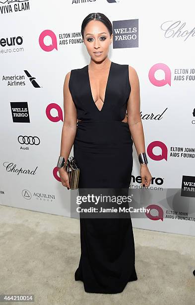Actress Tia Mowry attends the 23rd Annual Elton John AIDS Foundation Academy Awards Viewing Party on February 22, 2015 in Los Angeles, California.