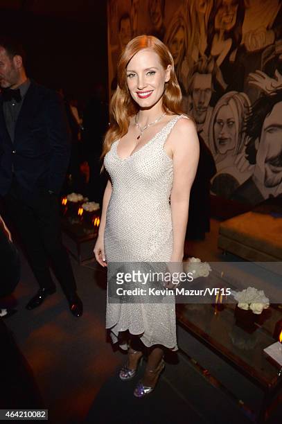 Jessica Chastain attends the 2015 Vanity Fair Oscar Party hosted by Graydon Carter at the Wallis Annenberg Center for the Performing Arts on February...