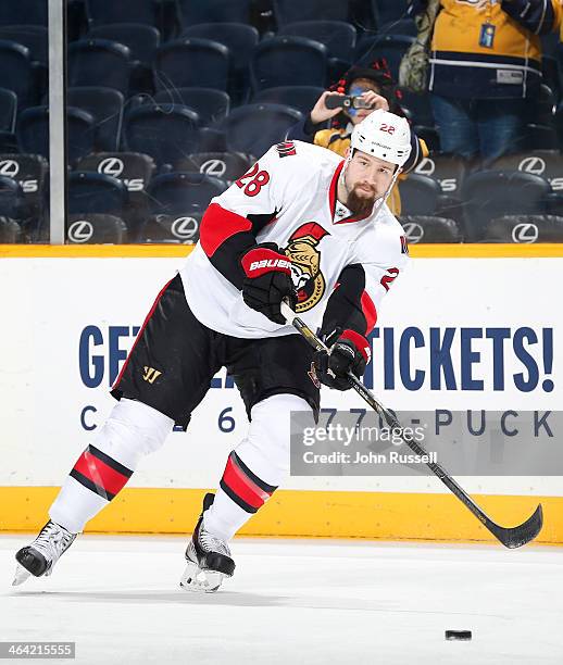 Matt Kassian of the Ottawa Senators skates against the Nashville Predators at Bridgestone Arena on January 11, 2014 in Nashville, Tennessee.
