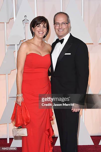 Sound editor Andrew DeCristofaro and guest attend the 87th Annual Academy Awards at Hollywood & Highland Center on February 22, 2015 in Hollywood,...
