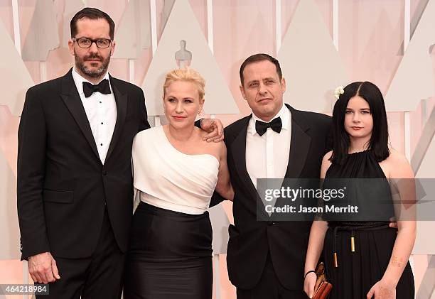 Eric White, Actress Patricia Arquette, Richmond Arquette and Harlow Olivia Calliope attends the 87th Annual Academy Awards at Hollywood & Highland...