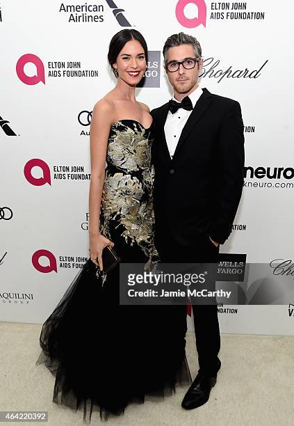 Actors Odette Annable and Dave Annable attend the 23rd Annual Elton John AIDS Foundation Academy Awards Viewing Party on February 22, 2015 in Los...