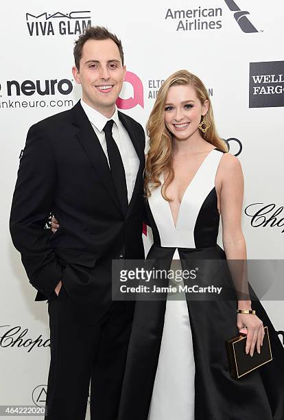 Actress Greer Grammer and Cody Ankrim attend the 23rd Annual Elton John AIDS Foundation Academy Awards Viewing Party on February 22, 2015 in Los...