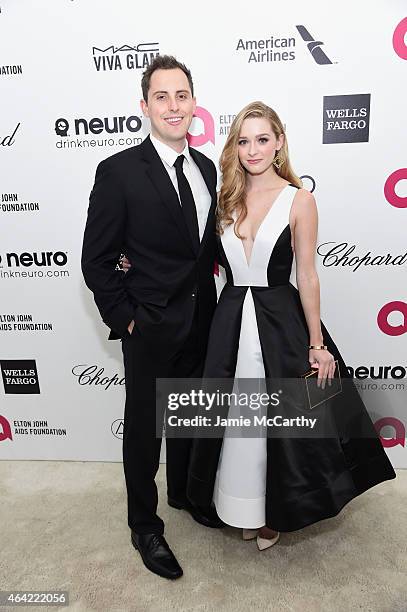 Actress Greer Grammer and Cody Ankrim attend the 23rd Annual Elton John AIDS Foundation Academy Awards Viewing Party on February 22, 2015 in Los...