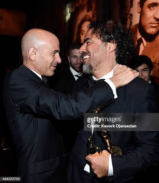 New Regency President/CEO Brad Weston and filmmaker Alejandro Gonzalez Inarritu attends the 87th Annual Academy Awards Governors Ball at Hollywood &...