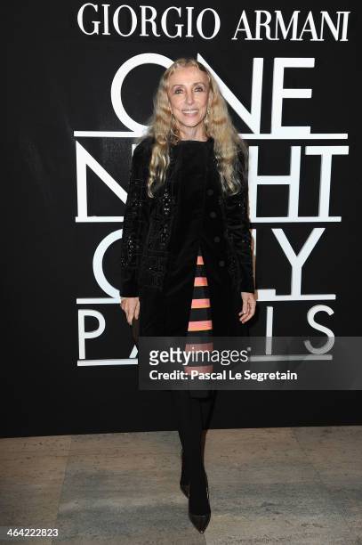 Franca Sozzani attends the Giorgio Armani Prive show as part of Paris Fashion Week Haute Couture Spring/Summer 2014 on January 21, 2014 in Paris,...