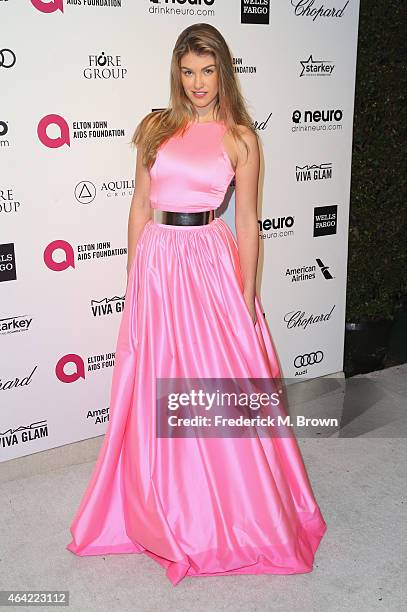 Actress Amy Willerton attends the 23rd Annual Elton John AIDS Foundation's Oscar Viewing Party on February 22, 2015 in West Hollywood, California.