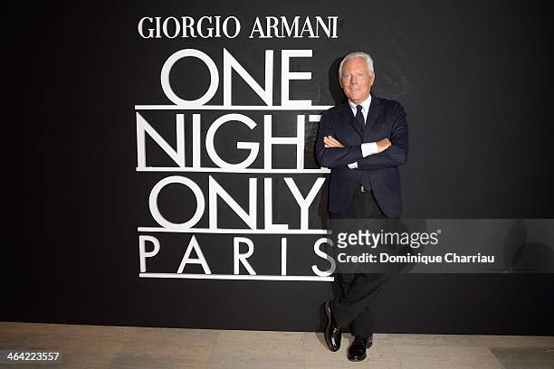 Giorgio Armani attends the Giorgio Armani Prive show as part of Paris Fashion Week Haute Couture Spring/Summer 2014 on January 21, 2014 in Paris,...