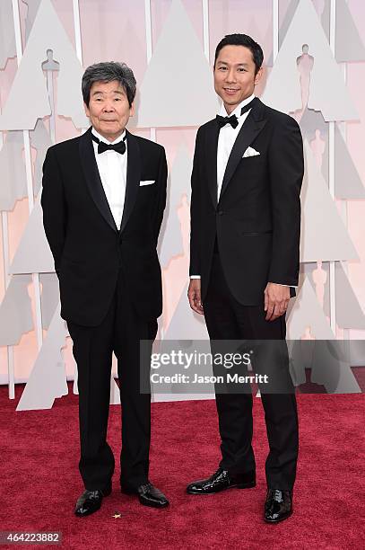 Writer Director Isao Takahata and Producer Yoshiaki Nishimura attend the 87th Annual Academy Awards at Hollywood & Highland Center on February 22,...