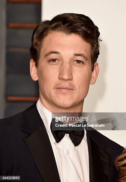 Actor Miles Teller attends the 2015 Vanity Fair Oscar Party hosted by Graydon Carter at Wallis Annenberg Center for the Performing Arts on February...