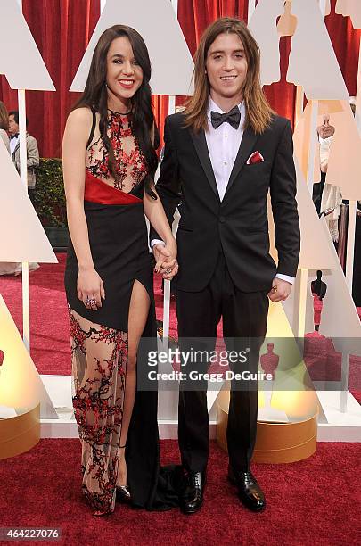Actress Lorelei Linklater and Justin Jacobs arrive at the 87th Annual Academy Awards at Hollywood & Highland Center on February 22, 2015 in...