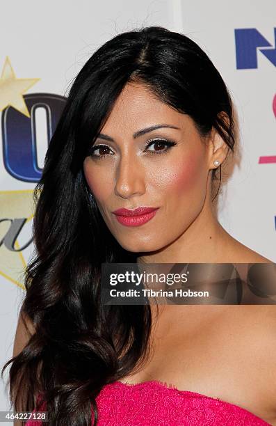 Tehmina Sunny attends the Norby Walters 25th annual night of 100 stars Oscar viewing gala at The Beverly Hilton Hotel on February 22, 2015 in Beverly...