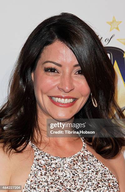 Emmanuelle Vaugier attends the Norby Walters 25th annual night of 100 stars Oscar viewing gala at The Beverly Hilton Hotel on February 22, 2015 in...