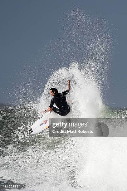 Jordy Smith of South Africa surfs at Snapper Rocks on February 23, 2015 on the Gold Coast, Australia.