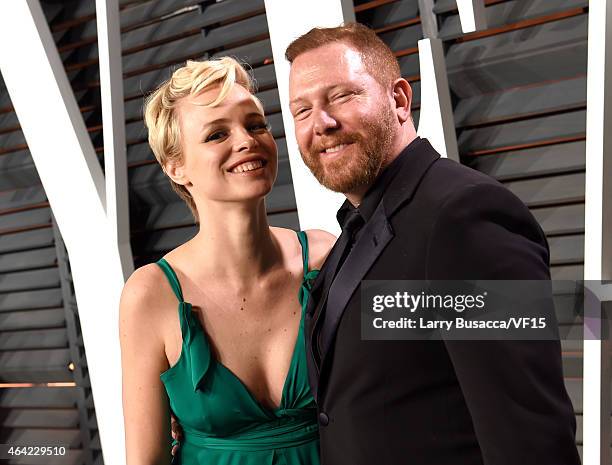 Model Jessica Roffey and producer Ryan Kavanaugh attend the 2015 Vanity Fair Oscar Party hosted by Graydon Carter at the Wallis Annenberg Center for...