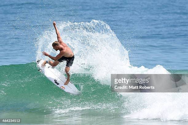 Mick Fanning of Australia surfs at Snapper Rocks on January 30, 2015 on the Gold Coast, Australia.