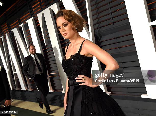 Actress Brie Larson attends the 2015 Vanity Fair Oscar Party hosted by Graydon Carter at the Wallis Annenberg Center for the Performing Arts on...