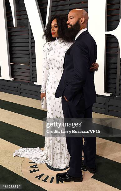 Recording artist Solange Knowles and director Alan Ferguson attends the 2015 Vanity Fair Oscar Party hosted by Graydon Carter at the Wallis Annenberg...