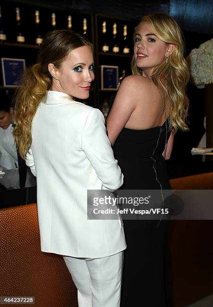 Actress Leslie Mann and model Kate Upton attend the 2015 Vanity Fair Oscar Party hosted by Graydon Carter at the Wallis Annenberg Center for the...