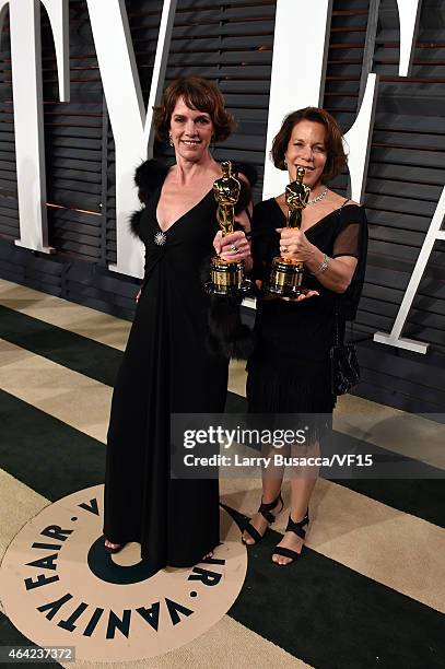 Producer Dana Perry and Director Ellen Goosenberg Kent attend the 2015 Vanity Fair Oscar Party hosted by Graydon Carter at the Wallis Annenberg...
