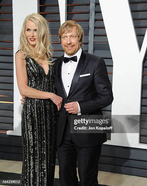 Janne Tyldum and director Morten Tyldum attend the 2015 Vanity Fair Oscar Party hosted by Graydon Carter at Wallis Annenberg Center for the...