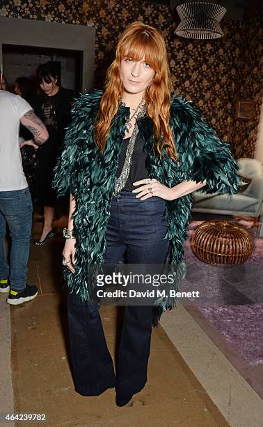 Florence Welch attends the Erdem show during London Fashion Week Fall/Winter 2015/16 at Old Selfridges Hotel on February 23, 2015 in London, England.
