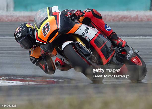 Stefan Bradl of Germany and Forward Racing rounds the bend during the MotoGP Tests in Sepang - Day One at Sepang Circuit on February 23, 2015 in...