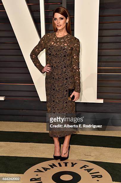 Actress Ashley Greene attends the 2015 Vanity Fair Oscar Party hosted by Graydon Carter at Wallis Annenberg Center for the Performing Arts on...