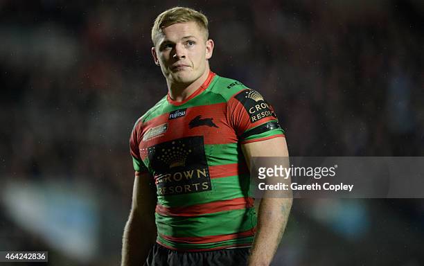 George Burgess of South Sydney Rabbitohs in action during the World Club Series match between St Helens and South Sydney Rabbitohs at Langtree Park...