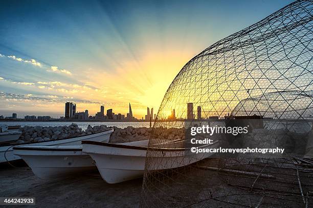 'traditional fish-trap', muharraq, bahrain (infrar - bahrain stock pictures, royalty-free photos & images