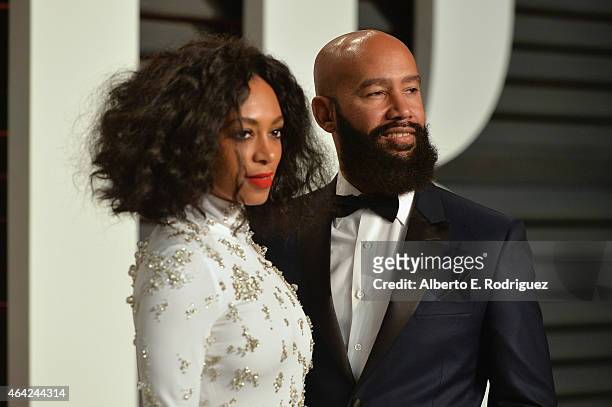 Singer Solange Knowles and Music Video Director Alan Ferguson attends the 2015 Vanity Fair Oscar Party hosted by Graydon Carter at Wallis Annenberg...