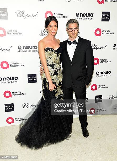 Actress Odette Annable and Dave Annable attend the 23rd Annual Elton John AIDS Foundation Academy Awards Viewing Party on February 22, 2015 in Los...
