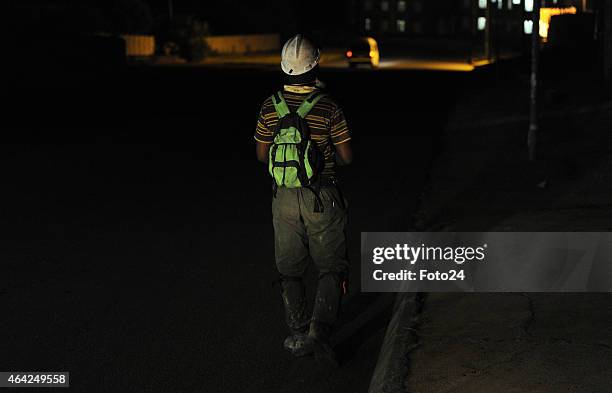 Miner during a rescue operation at Kusasalethu gold mine on February 22, 2015 in Cartlonville, South Africa. Harmony Gold and the mineral resources...