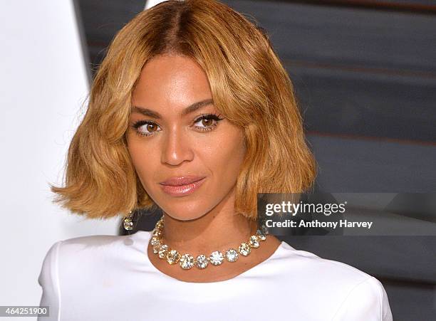 Beyonce arrives at the 2015 Vanity Fair Oscar Party Hosted By Graydon Carter at Wallis Annenberg Center for the Performing Arts on February 22, 2015...