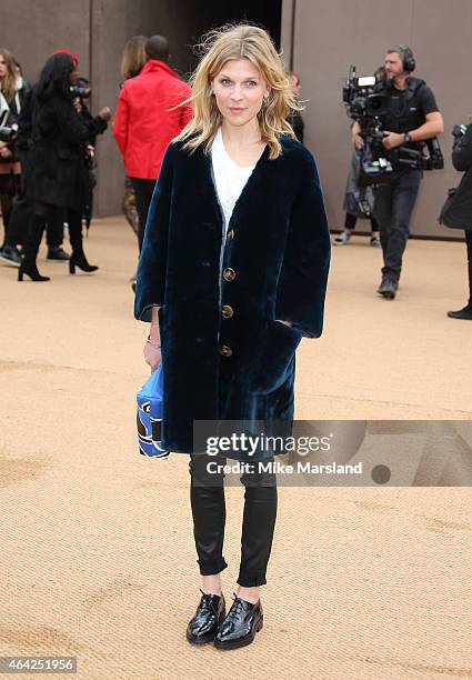 Clemence Poesy attends the Burberry Prosum show during London Fashion Week Fall/Winter 2015/16 at perk's Field on February 23, 2015 in London,...