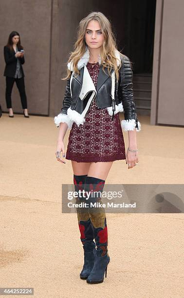 Attends the Burberry Prosum show during London Fashion Week Fall/Winter 2015/16 at perk's Field on February 23, 2015 in London, England.