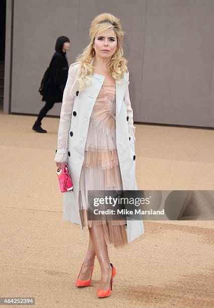 Attends the Burberry Prosum show during London Fashion Week Fall/Winter 2015/16 at perk's Field on February 23, 2015 in London, England.