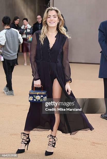 Chelsea Leyland attends the Burberry Prosum show during London Fashion Week Fall/Winter 2015/16 at perk's Field on February 23, 2015 in London,...