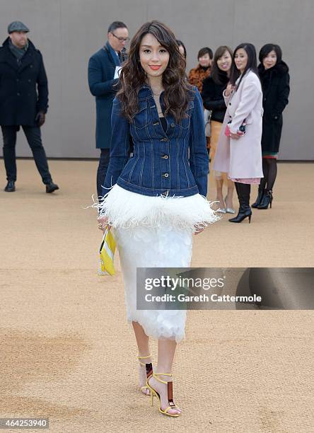 Marion Caunter attends the Burberry Prorsum AW 2015 arrivals during London Fashion Week at Kensington Gardens on February 23, 2015 in London, England.