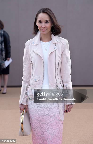 Amanda Strang attends the Burberry Prorsum AW 2015 arrivals during London Fashion Week at Kensington Gardens on February 23, 2015 in London, England.