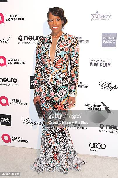 Regina King arrives at the 23rd Annual Elton John AIDS Foundation Academy Awards Viewing Party at The City of West Hollywood Park on February 22,...