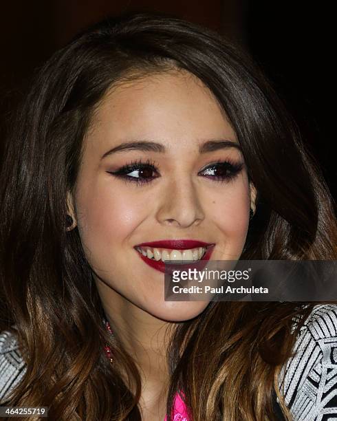 Recording Artist Danna Paola poses for pictures before her press conference to announce the crossover film "Saving Sara Cruz" on January 21, 2014 in...
