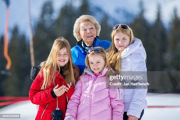 Princess Alexia, Princess Beatrix of the Netherlands, Princess Ariane and Princess Catharina-Amali pose at the annual winter photocall on February...