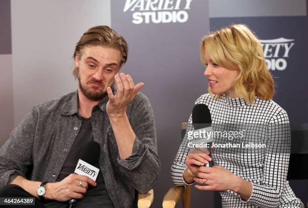 Actor Boyd Holbrook and Elizabeth Banks attend the Variety Studio: Sundance Edition presented by Dawn Levy on January 21, 2014 in Park City, Utah.